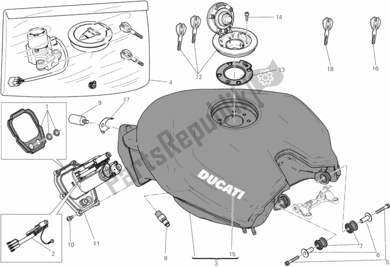 Tutte le parti per il Serbatoio del Ducati Superbike 1199 Panigale S ABS USA 2014